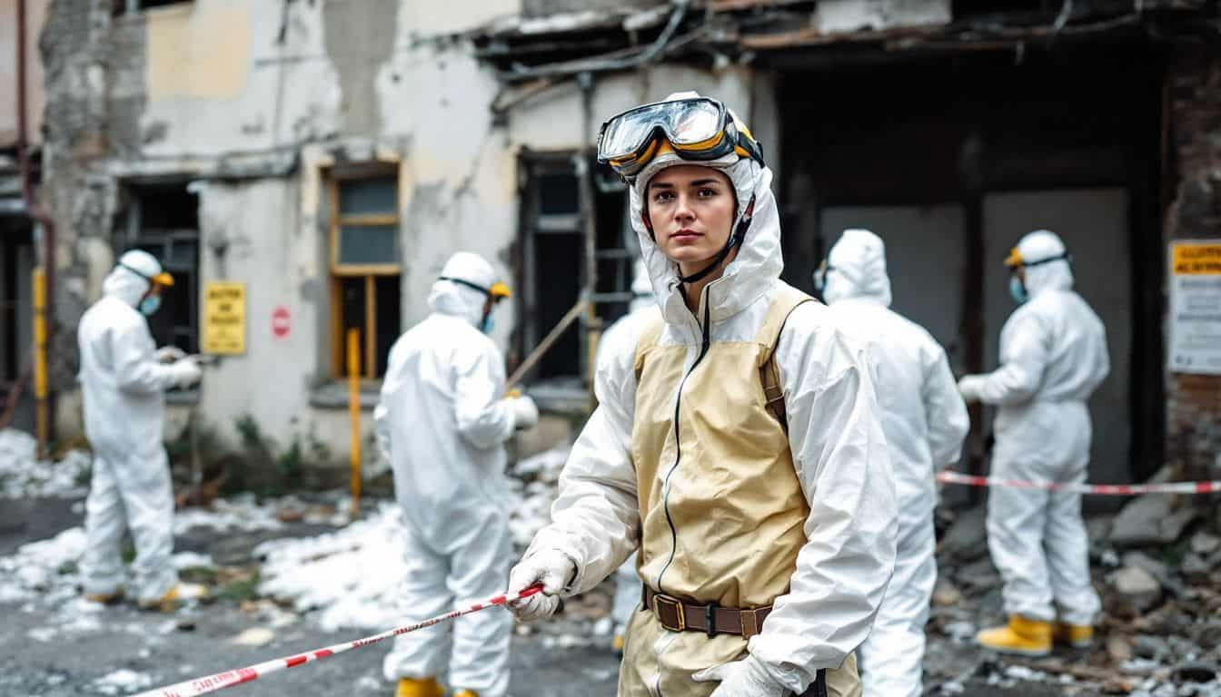 Are there any specific safety protocols in place for demolishing buildings that may contain asbestos?