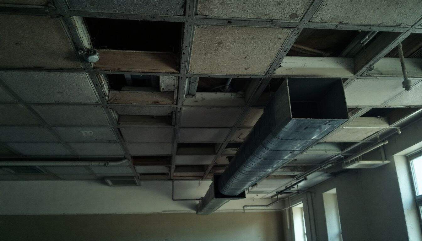 What areas of the workplace should be included in an asbestos survey?