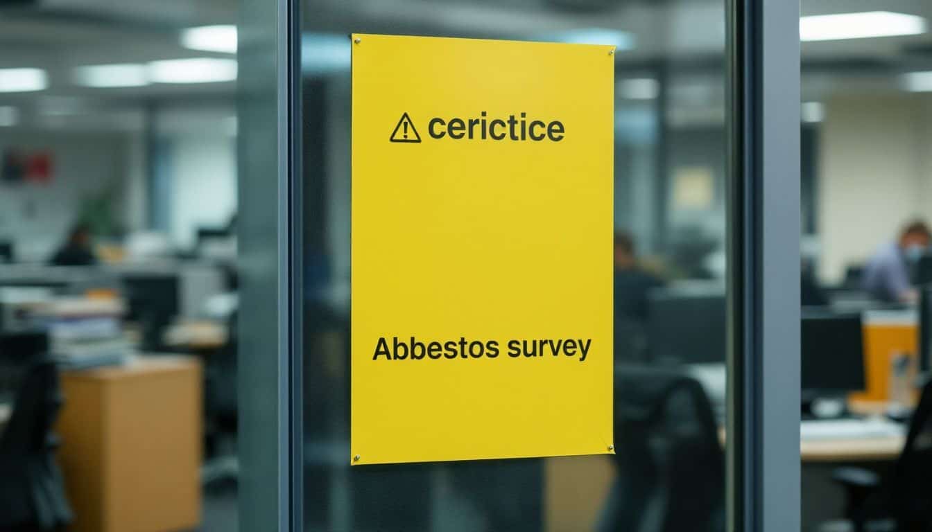 How should employees be notified of an upcoming asbestos survey in the workplace?
