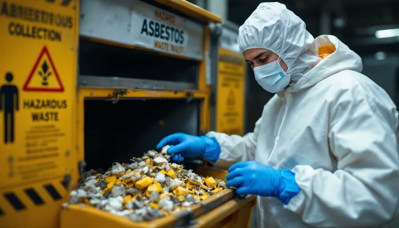 Can asbestos be disposed of in regular waste bins or does it require special methods?