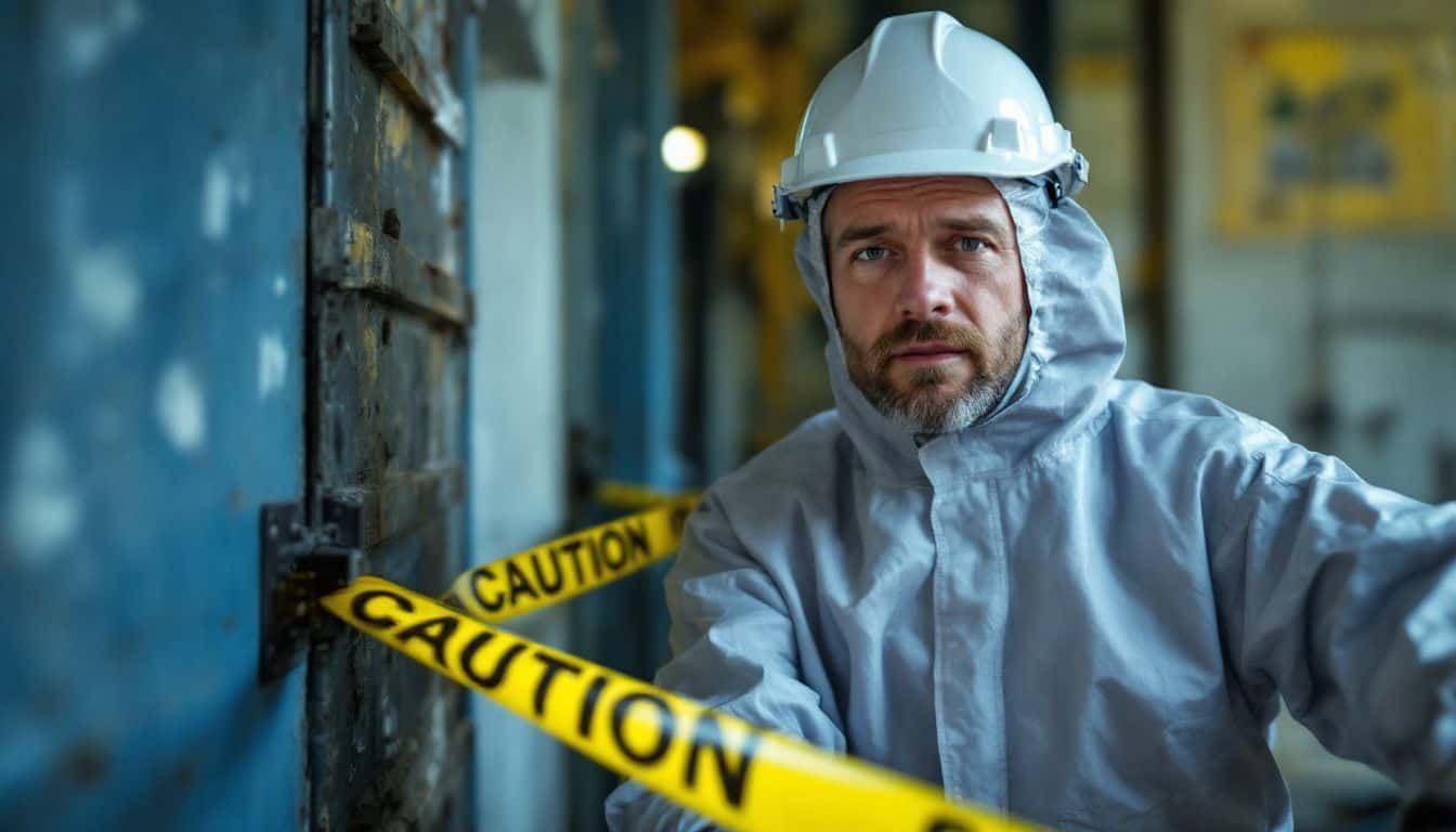 What steps should be taken if asbestos is found during an inspection in an industrial setting?