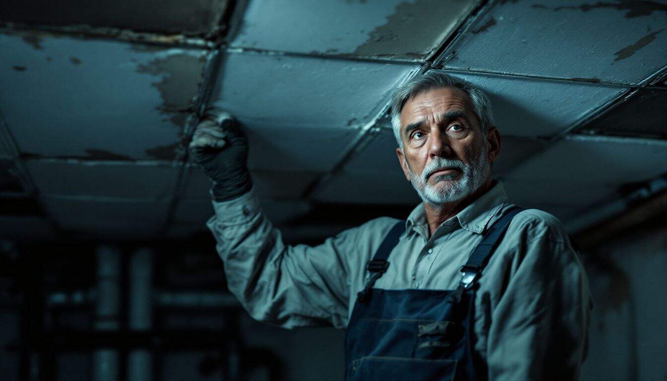 How does the age of a building affect the likelihood of asbestos in an industrial setting?