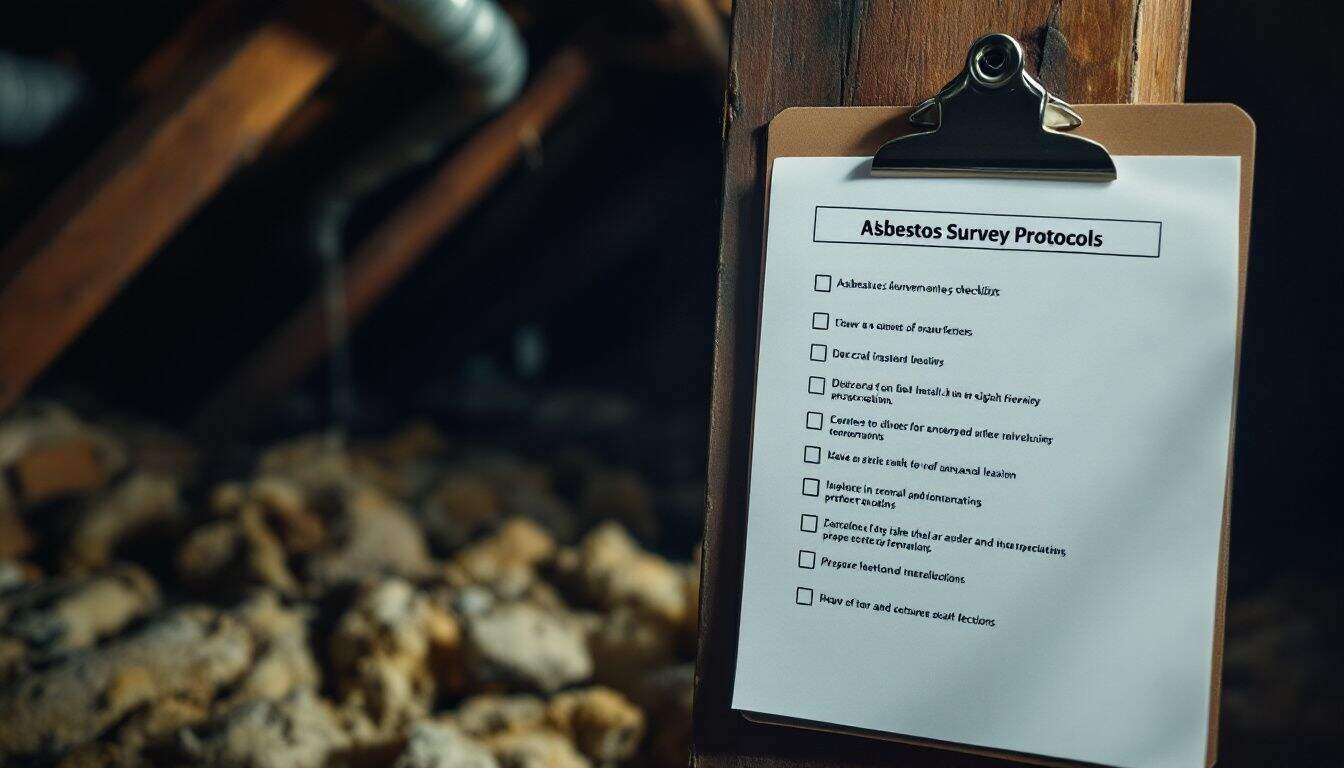 Is there a specific protocol or checklist to follow when conducting an asbestos survey?