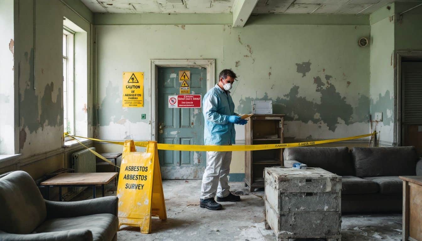 What should be included in a renovation plan for an old building with asbestos?