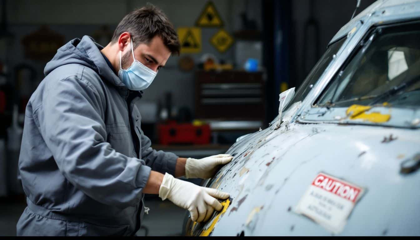 Are there any guidelines in place for identifying and removing asbestos from older aircraft in the aerospace industry?