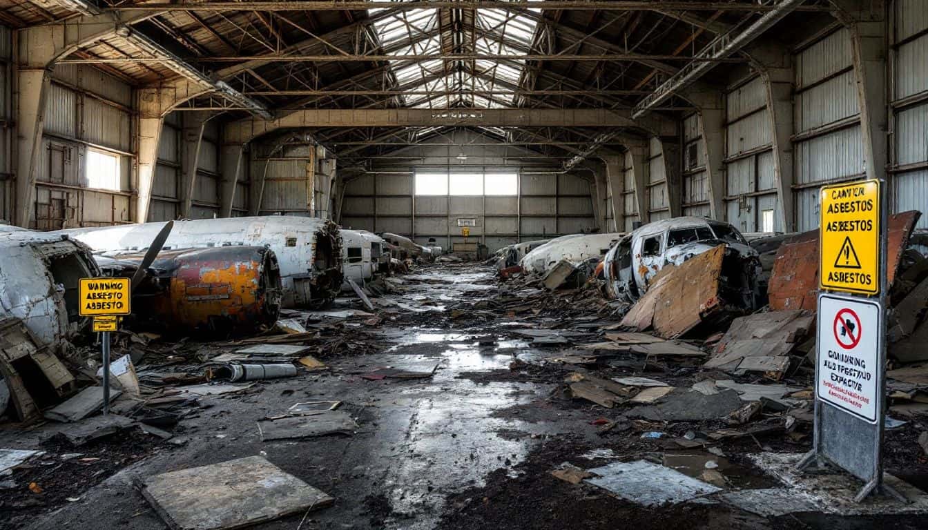 How does the aerospace industry handle the potential risk of asbestos exposure during demolition or renovation projects?