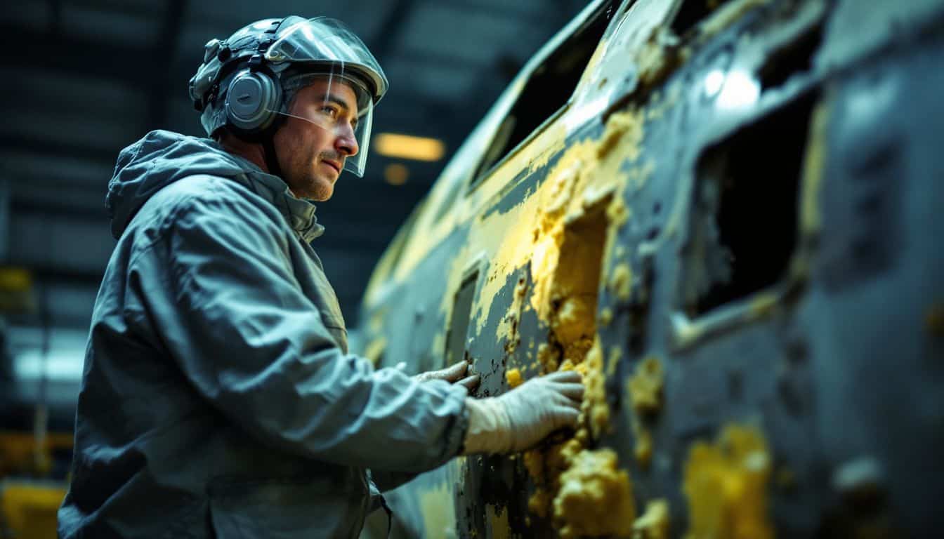How is asbestos typically handled and managed in the aerospace industry?