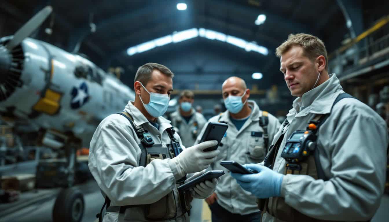 How often are asbestos surveys conducted in the aerospace industry?