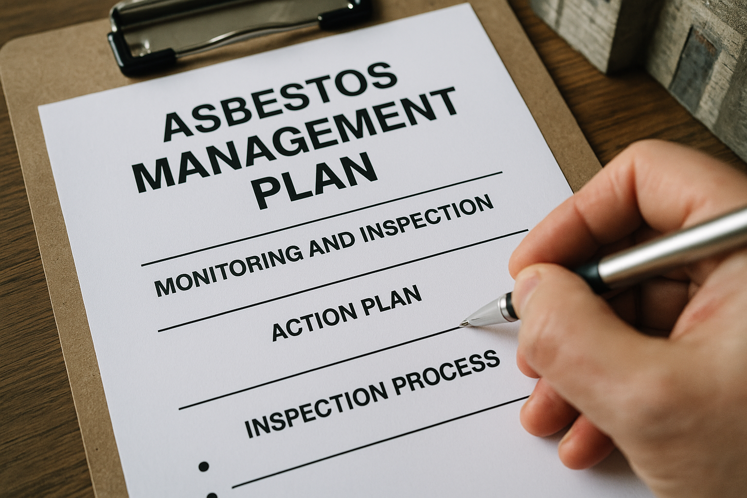 an asbestos management plan is very important. it includes details on monitoring and inspection, the action plan for dealing with any asbestos, and… - What should be included in an asbestos m