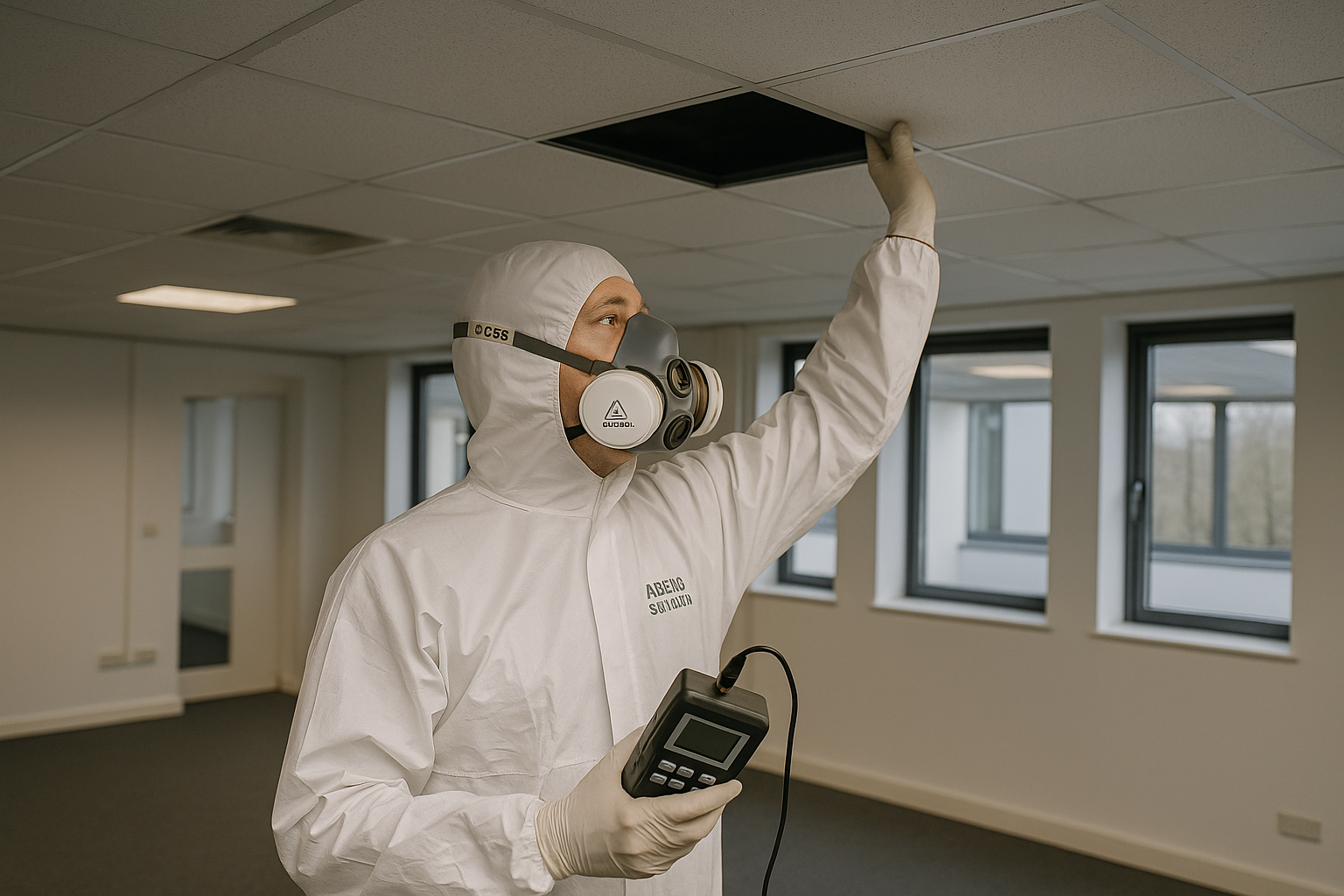 What procedures are followed during an asbestos inspection in an industrial setting?