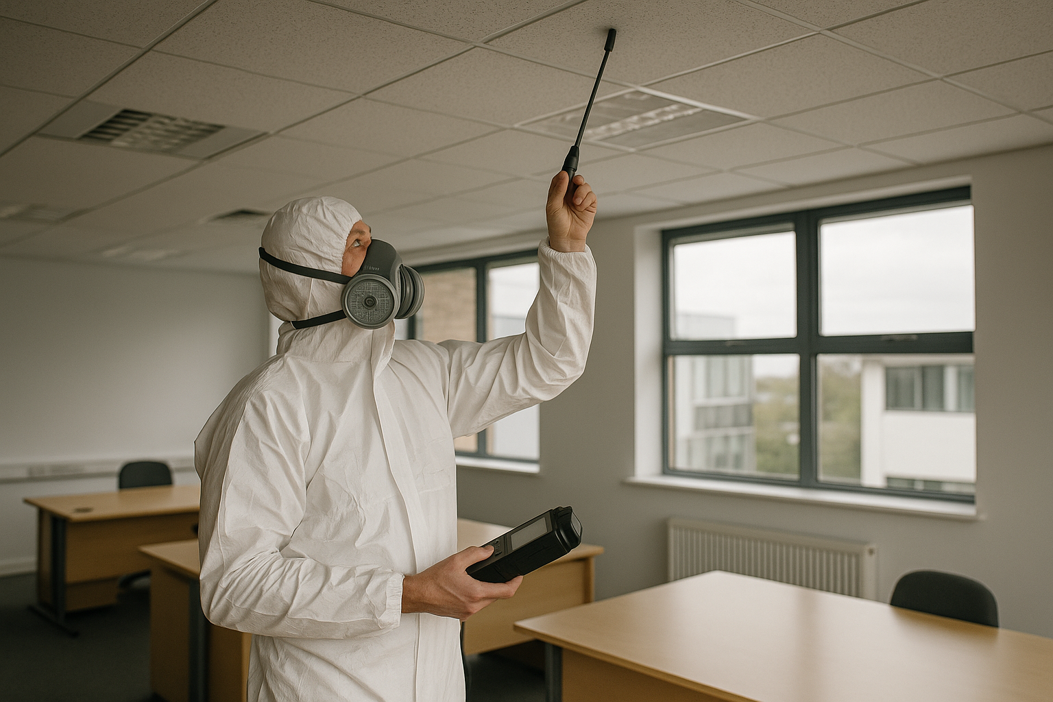 What factors determine the frequency of asbestos surveys in the UK?